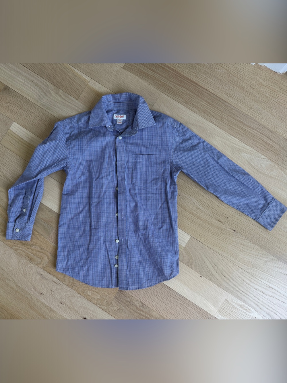 Cat & Jack Blue and White Micro-Check Button-Up Shirt